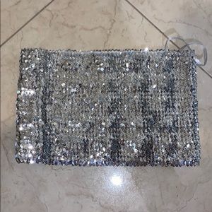 Women’s shiny sequence cropped strapless bandeau